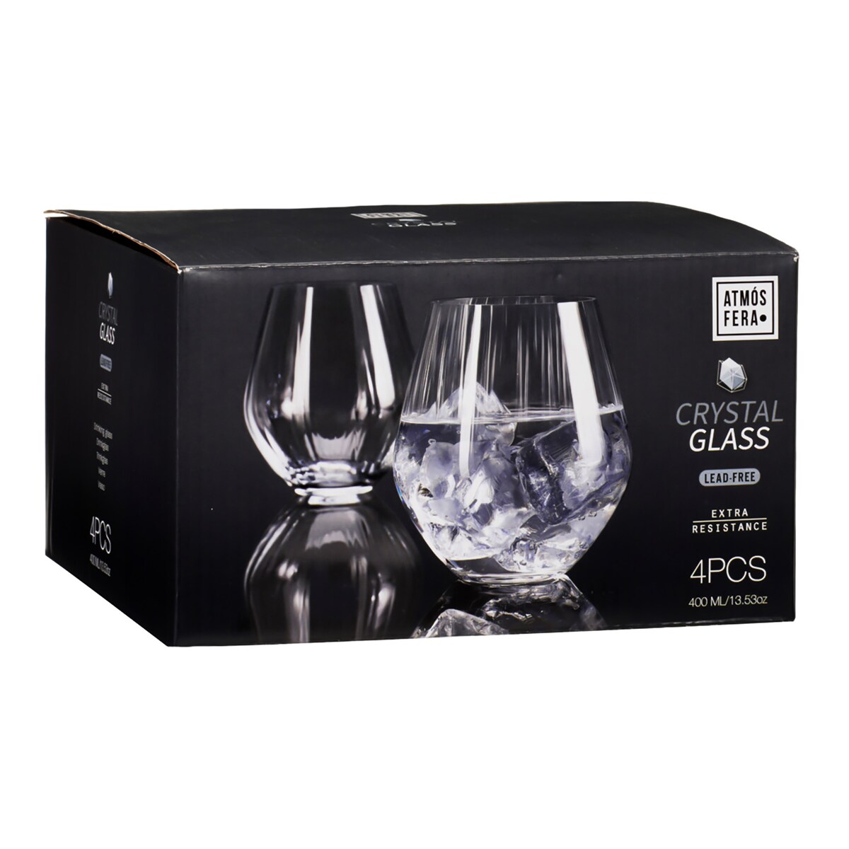 4X Szklanki Kryształowe Do Whisky Napojów Drinków Prezent 400 Ml Komplet Zestaw Szklanek