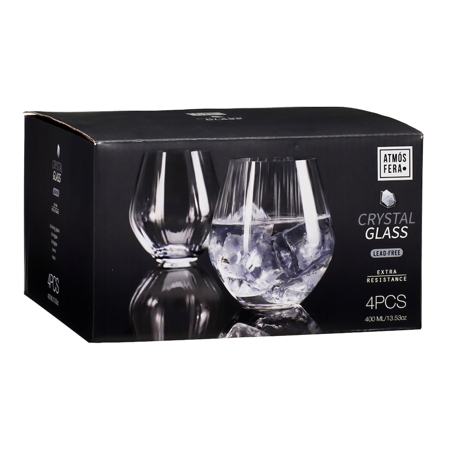 4X Szklanki Kryształowe Do Whisky Napojów Drinków Prezent 400 Ml Komplet Zestaw Szklanek