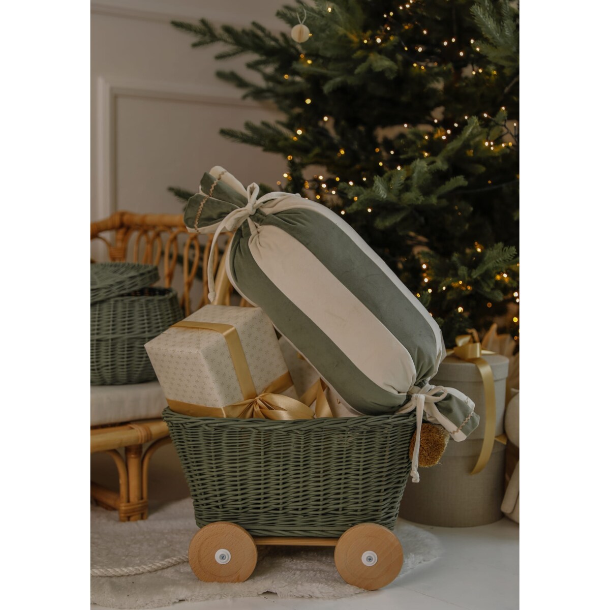 Poduszka Świąteczna Cukierek Forest Green