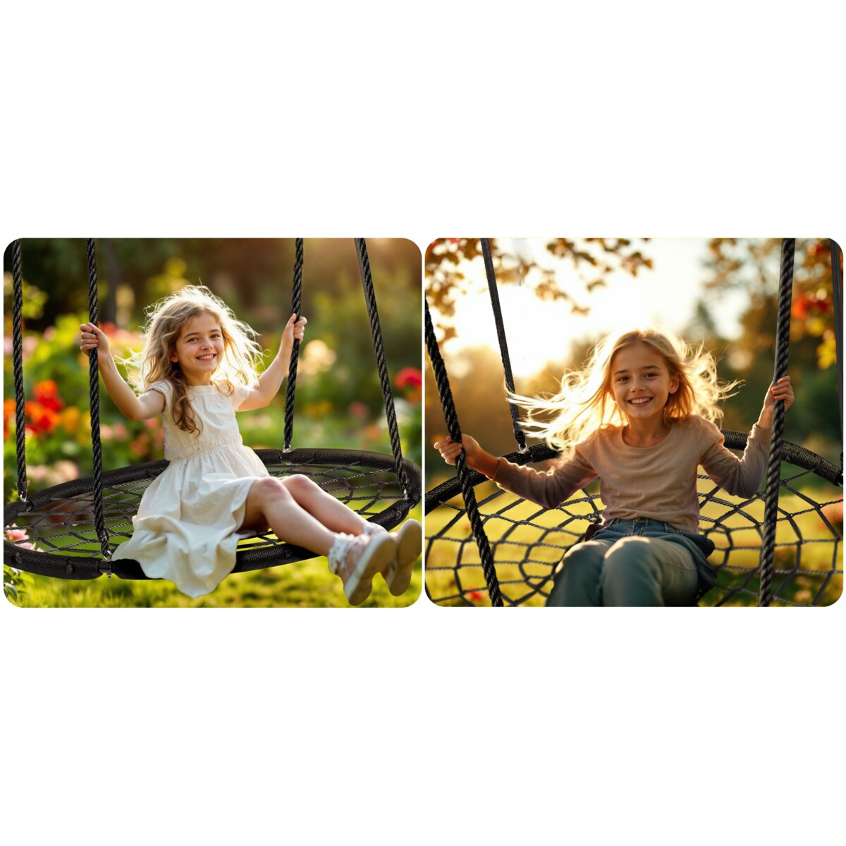 Huśtawka ogrodowa Neo-Sport bocianie gniazdo fotel wiszący 120 cm czarna