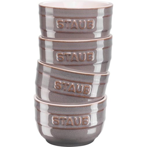 Staub Mini Ramekin Okrągły, 4 szt. - 200 ml, Antyczny szary