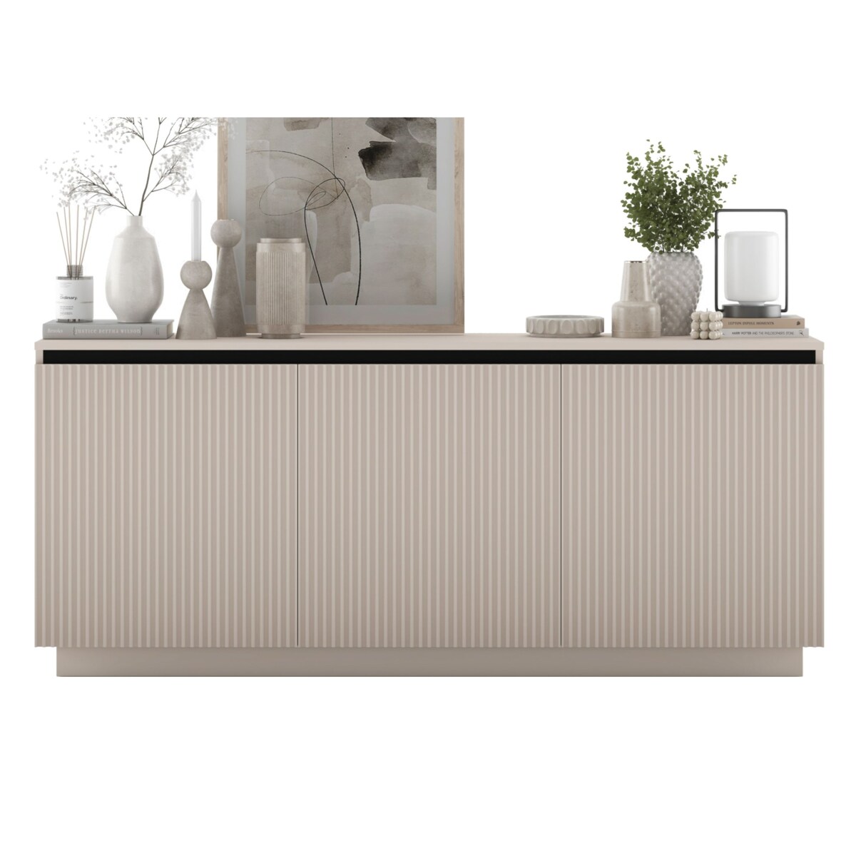 Komoda Glamour Nowoczesna Szafka RTV Kaszmir MAT ryflowane fronty 166,8 cm