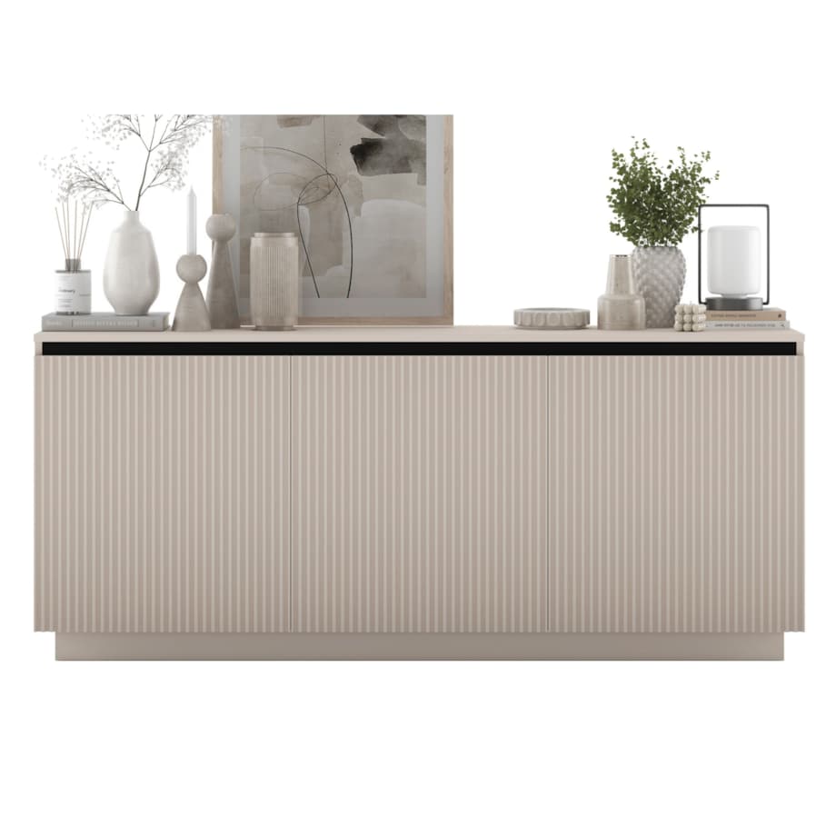 Komoda Glamour Nowoczesna Szafka RTV Kaszmir MAT ryflowane fronty 166,8 cm