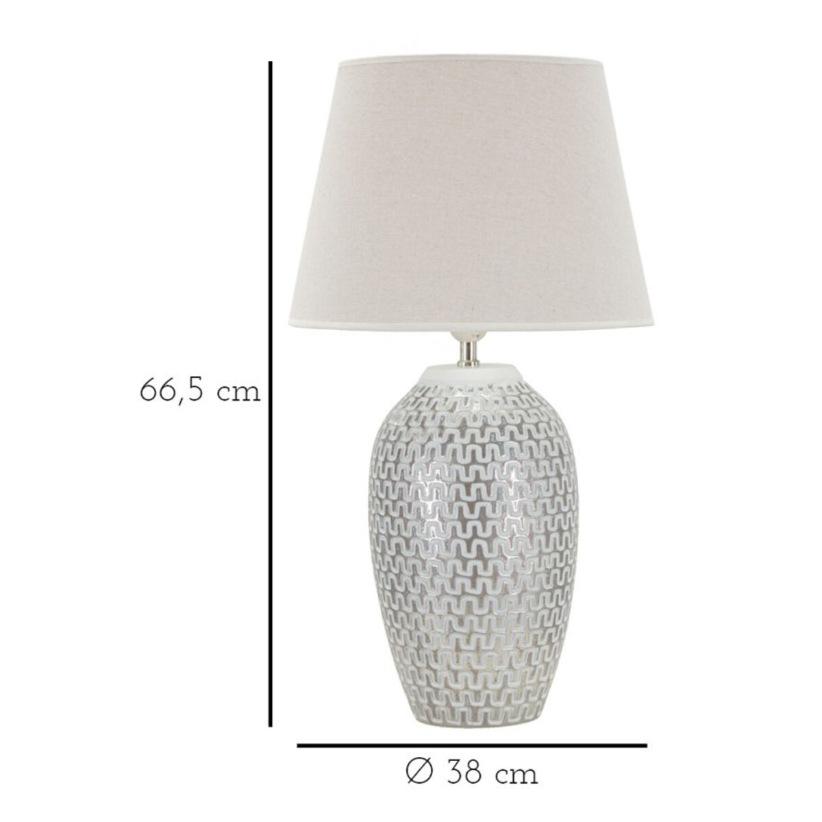 Lampa stołowa Wave, kolor srebrny i biały, żywica syntetyczna i żelazo, 35 x 35 x 65 cm, 1 x E27, max. 40 W, do salonu i sypialni, Mauro Ferretti