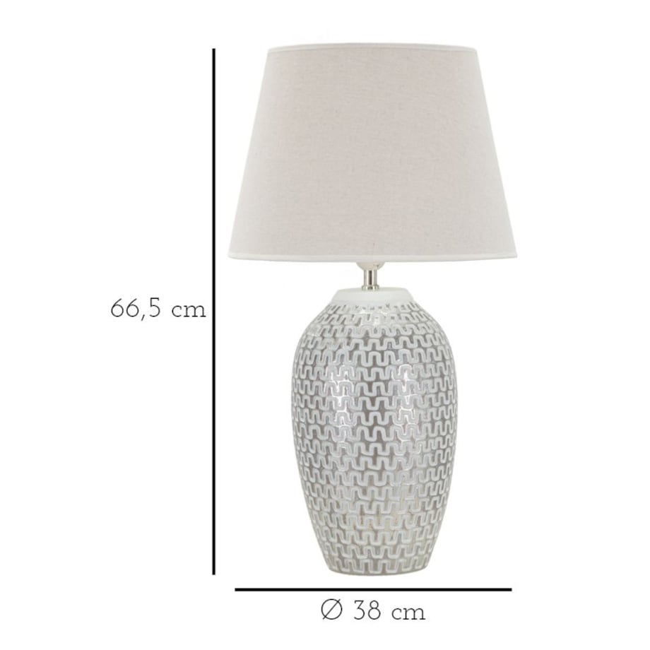 Lampa stołowa Wave, kolor srebrny i biały, żywica syntetyczna i żelazo, 35 x 35 x 65 cm, 1 x E27, max. 40 W, do salonu i sypialni, Mauro Ferretti