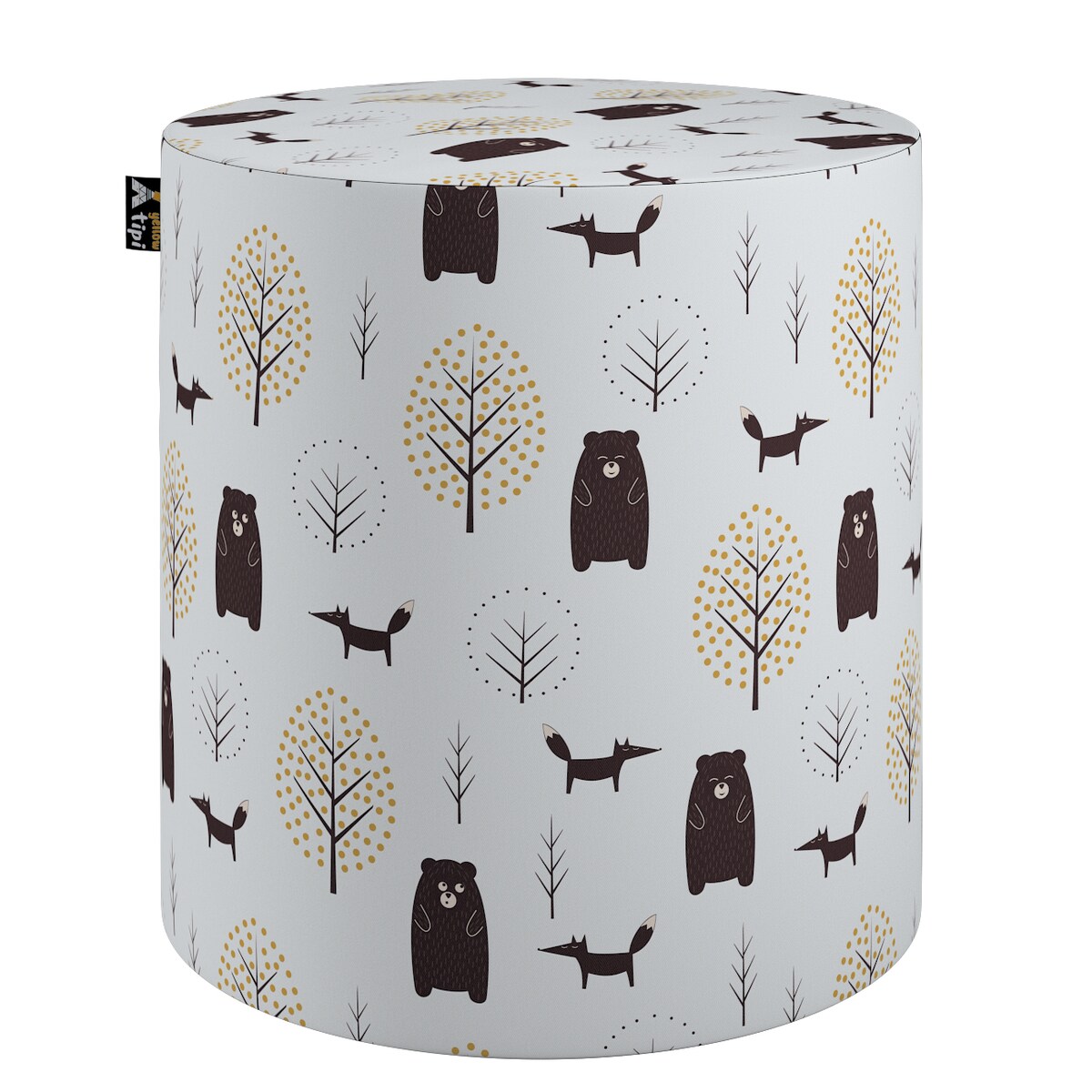 Puf Bobby, ecru-brązowy, ø40, wys. 40 cm, Magic Collection