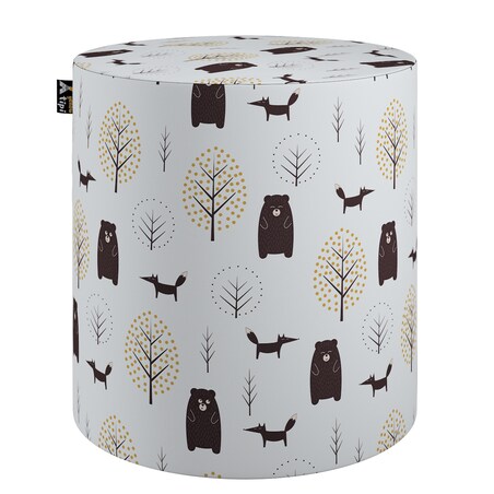 Puf Bobby, ecru-brązowy, ø40, wys. 40 cm, Magic Collection