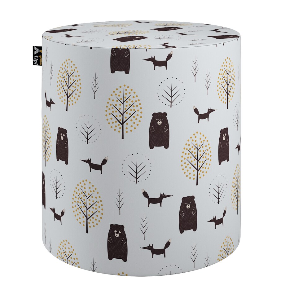 Puf Bobby, ecru-brązowy, ø40, wys. 40 cm, Magic Collection