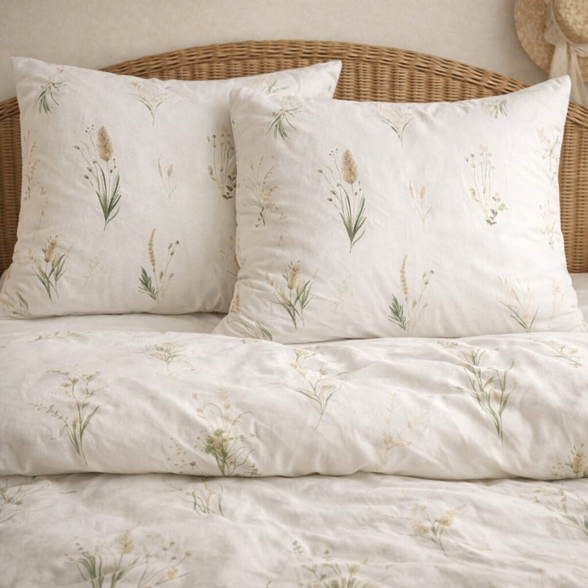 Pościel bawełniana 160x200 cm Kłosy Polne Białe wiosna