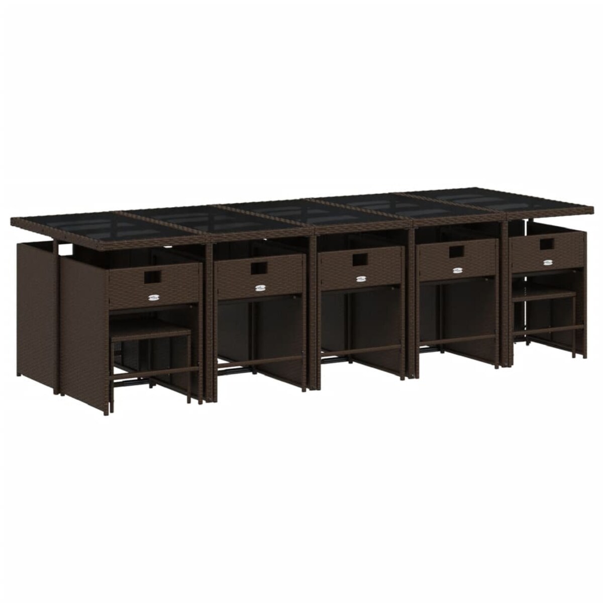 vidaXL 15-cz. zestaw mebli ogrodowych z poduszkami, brązowy, rattan PE