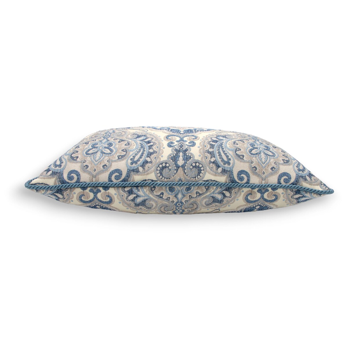 Kremowa - niebieska poduszka dekoracyjna w ornamenty 60x40 Rani