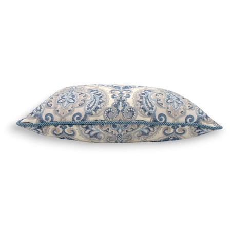 Kremowa - niebieska poduszka dekoracyjna w ornamenty 60x40 Rani