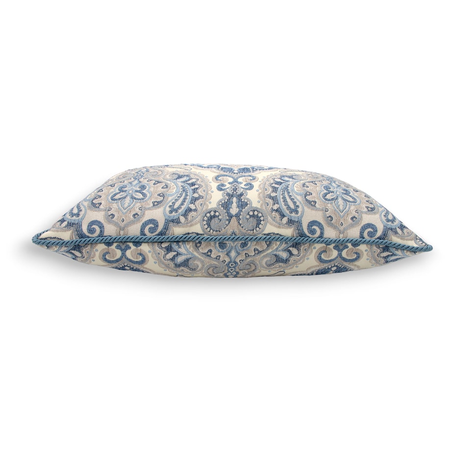 Kremowa - niebieska poduszka dekoracyjna w ornamenty 60x40 Rani