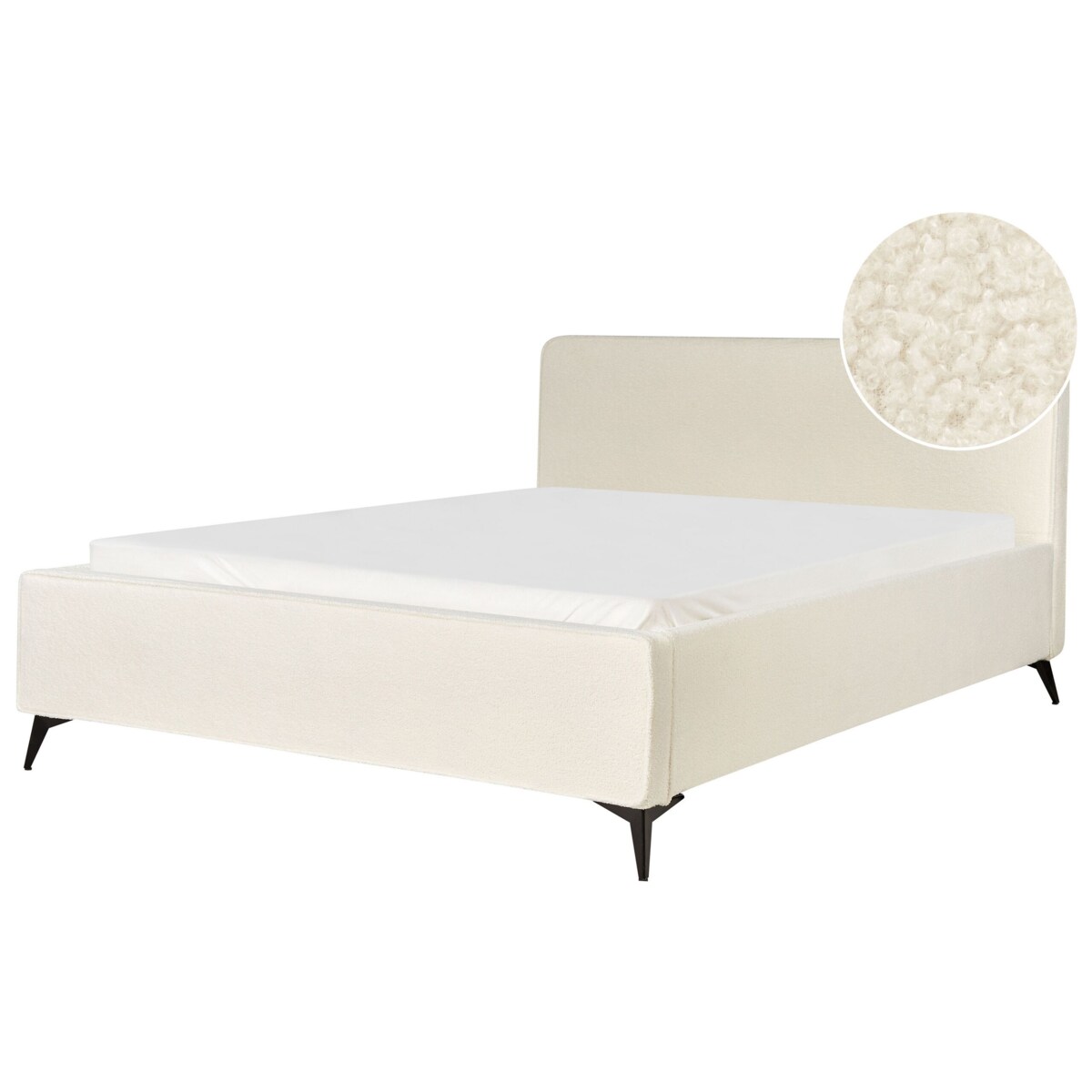 Łóżko boucle 180 x 200 cm kremowe VALOGNES