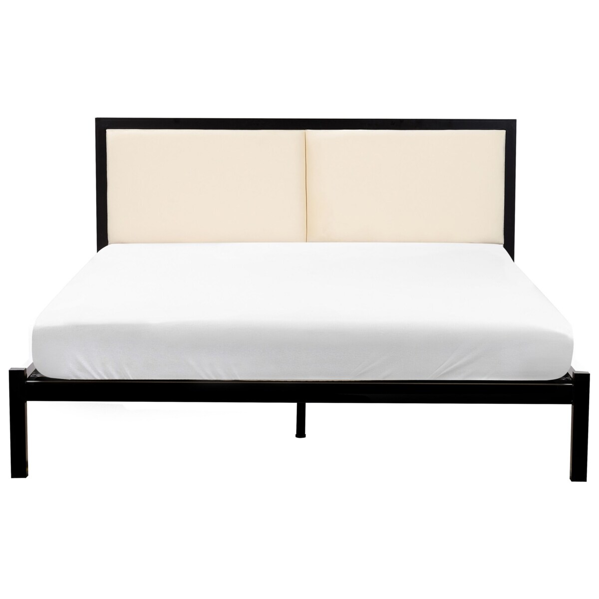 Łóżko metalowe 140 x 200 cm czarny z jasnobeżowym CLAMART