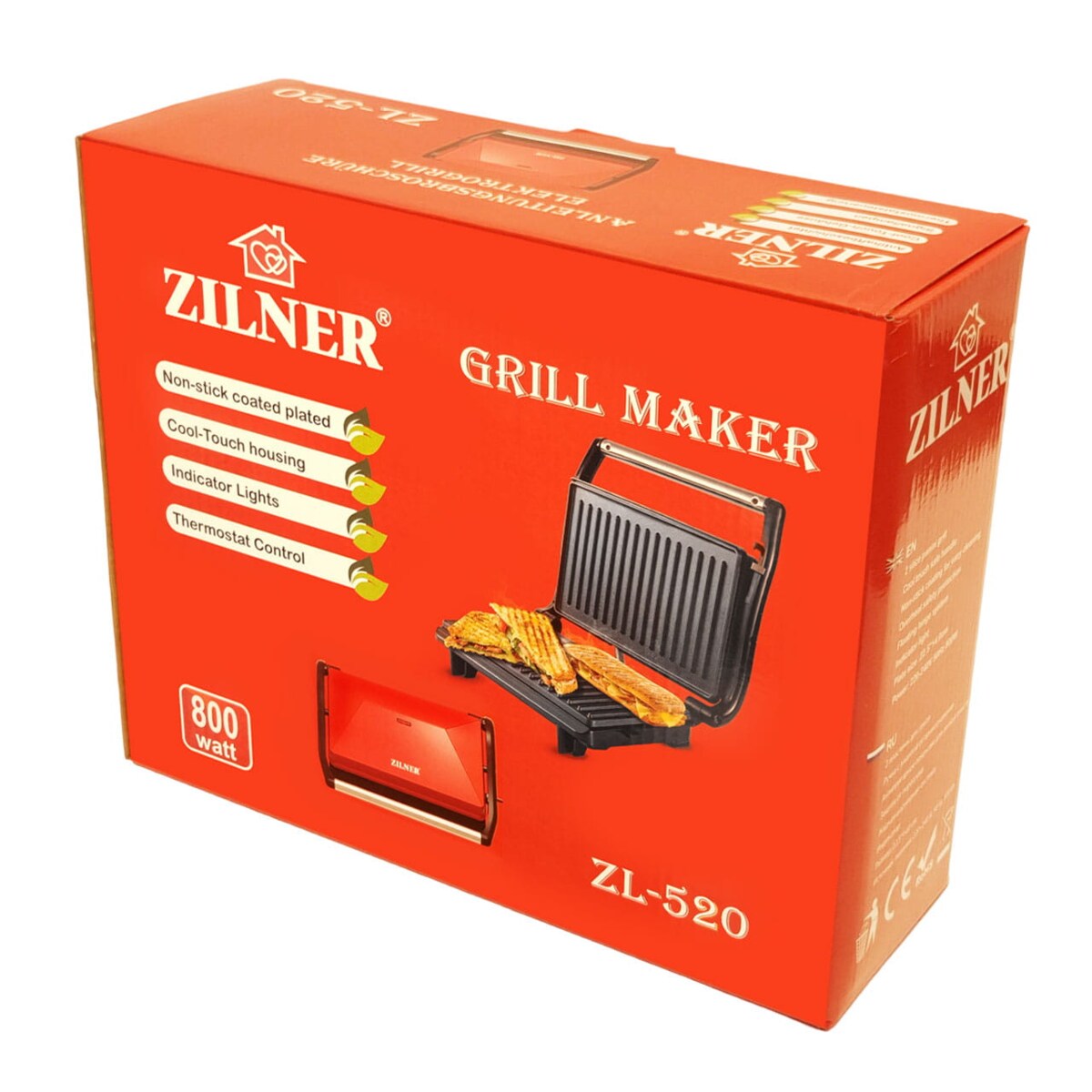 Mini grill elektryczny opiekacz do panini kanapek kompaktowy 800W ZILNER