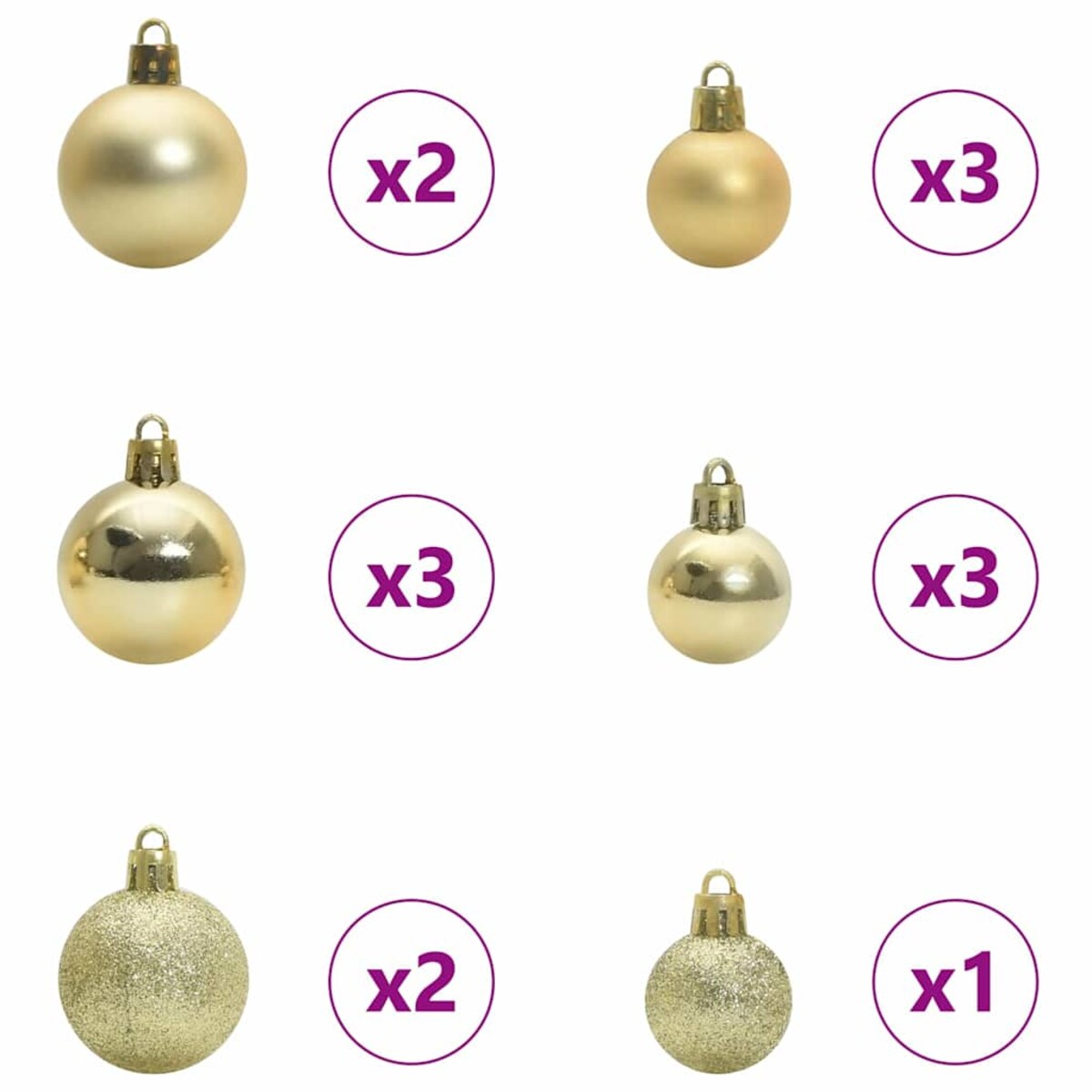 vidaXL Zestaw Bombek Choinkowych 61 pcs Wielokolorowe