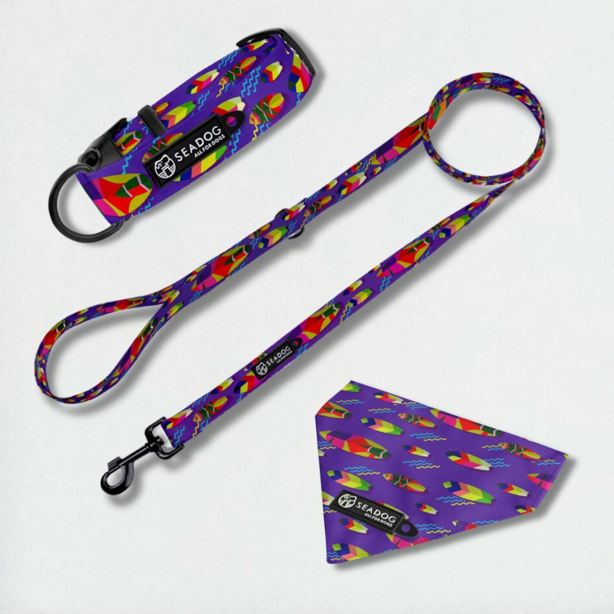 Zestaw: smycz, obroża i bandana, rozmiar M