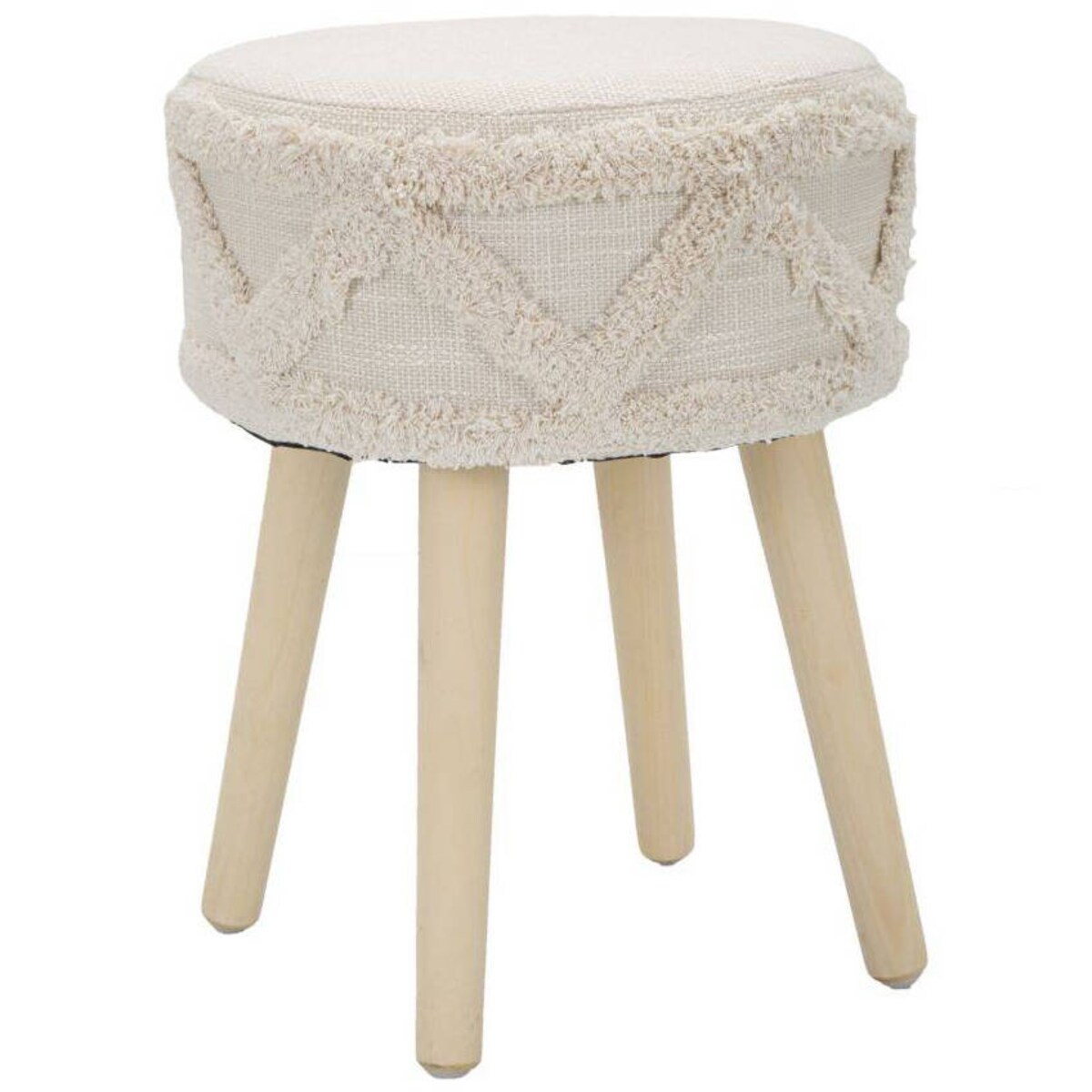 Taboret w stylu boho, drewniane nogi, Ø 32 cm