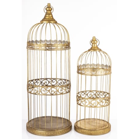 Klatka dekoracyjna metalowa 2 sztuki złote