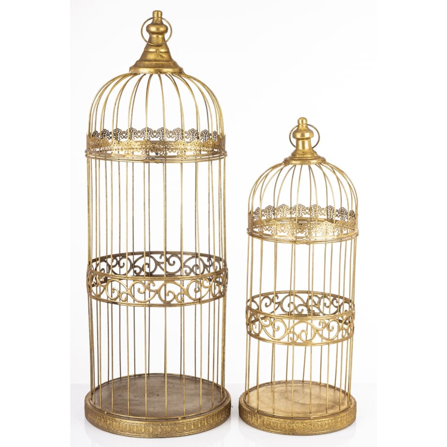 Klatka dekoracyjna metalowa 2 sztuki złote