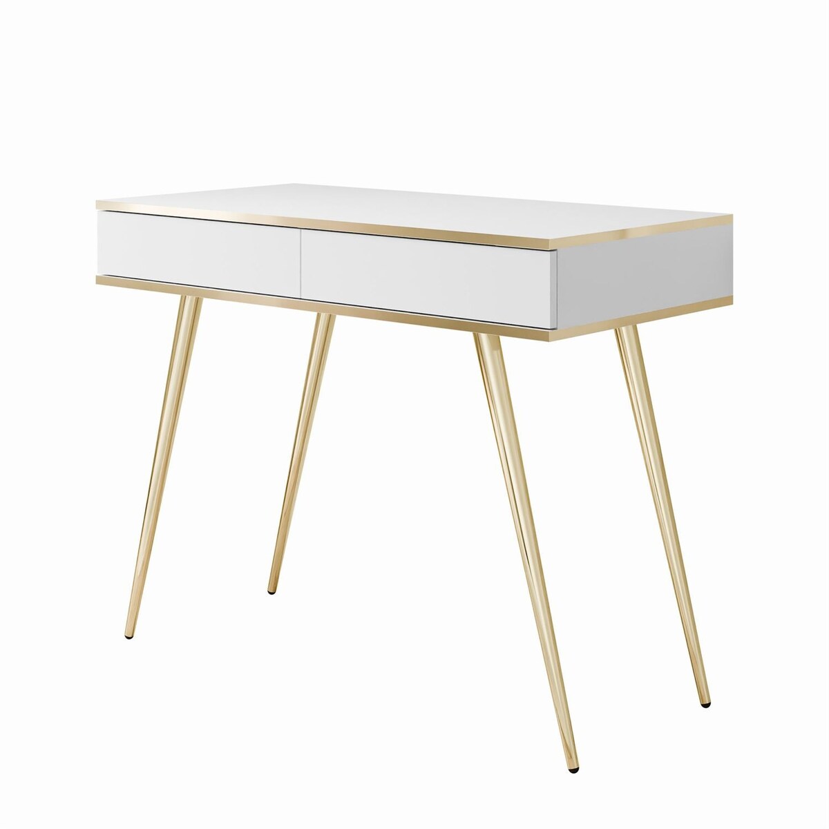 Konsola OXFORD z szufladami na złotym stelażu, biały mat
