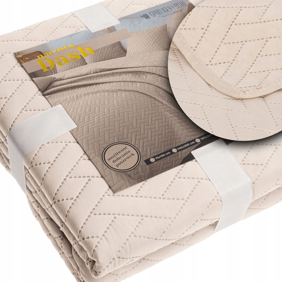 Narzuta na Łóżko 140 x 200 Pikowana Dash Beż Dwustronna Jednokolorowa