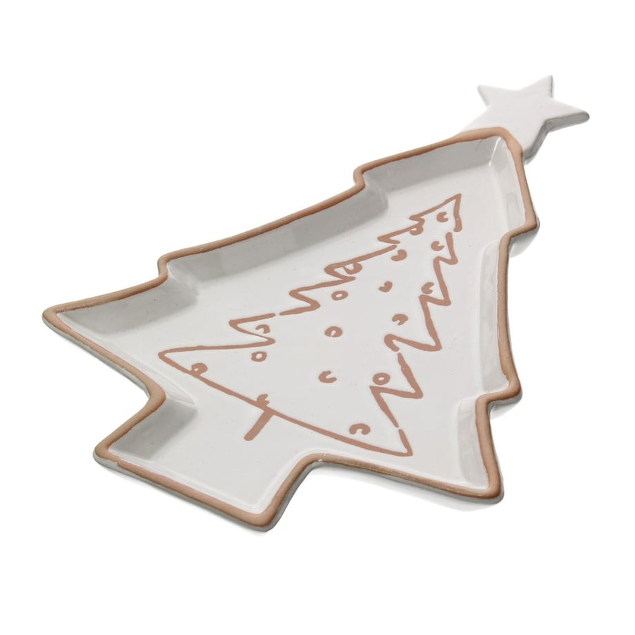 Patera Beige Christmas Tree classic boże narodzenie, święta, świąteczne, biały-beżowy, 26 x 35 x 2 cm