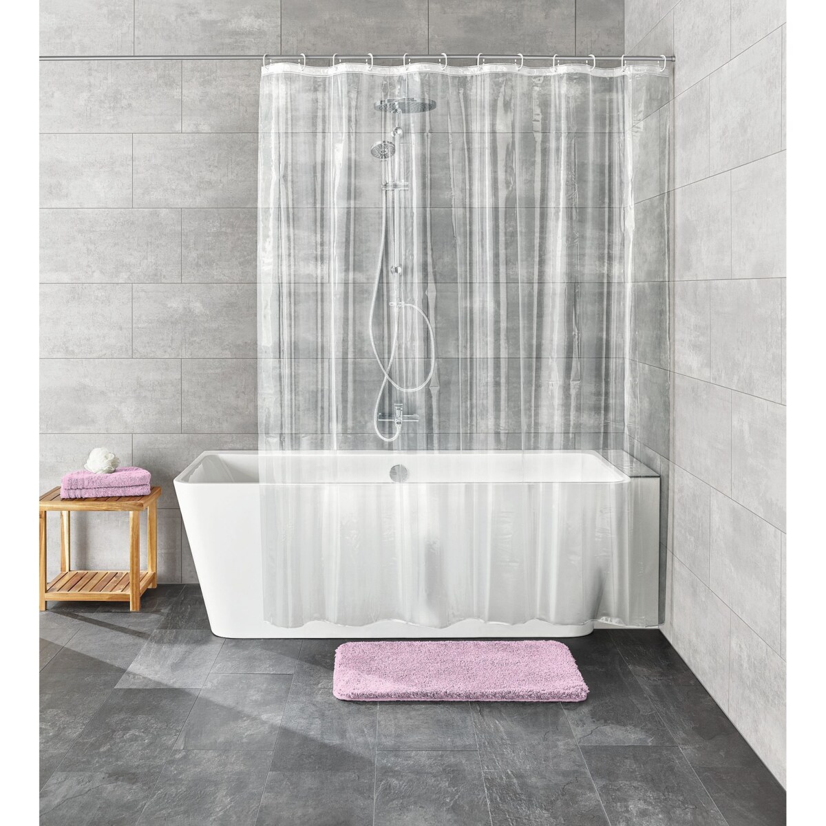 Cortina De Ducha EVA 180x200 Cm - Diseño 3D Cubos De Agua, Impermeable, Antibacteriana, Con 12 Ganchos