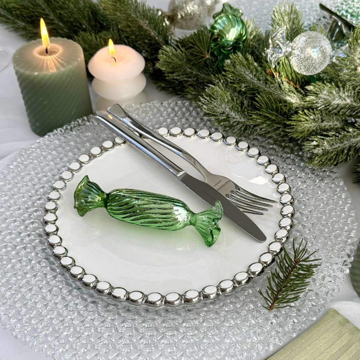 VILLA ITALIA Bombka szklana CUKIEREK green 12 cm