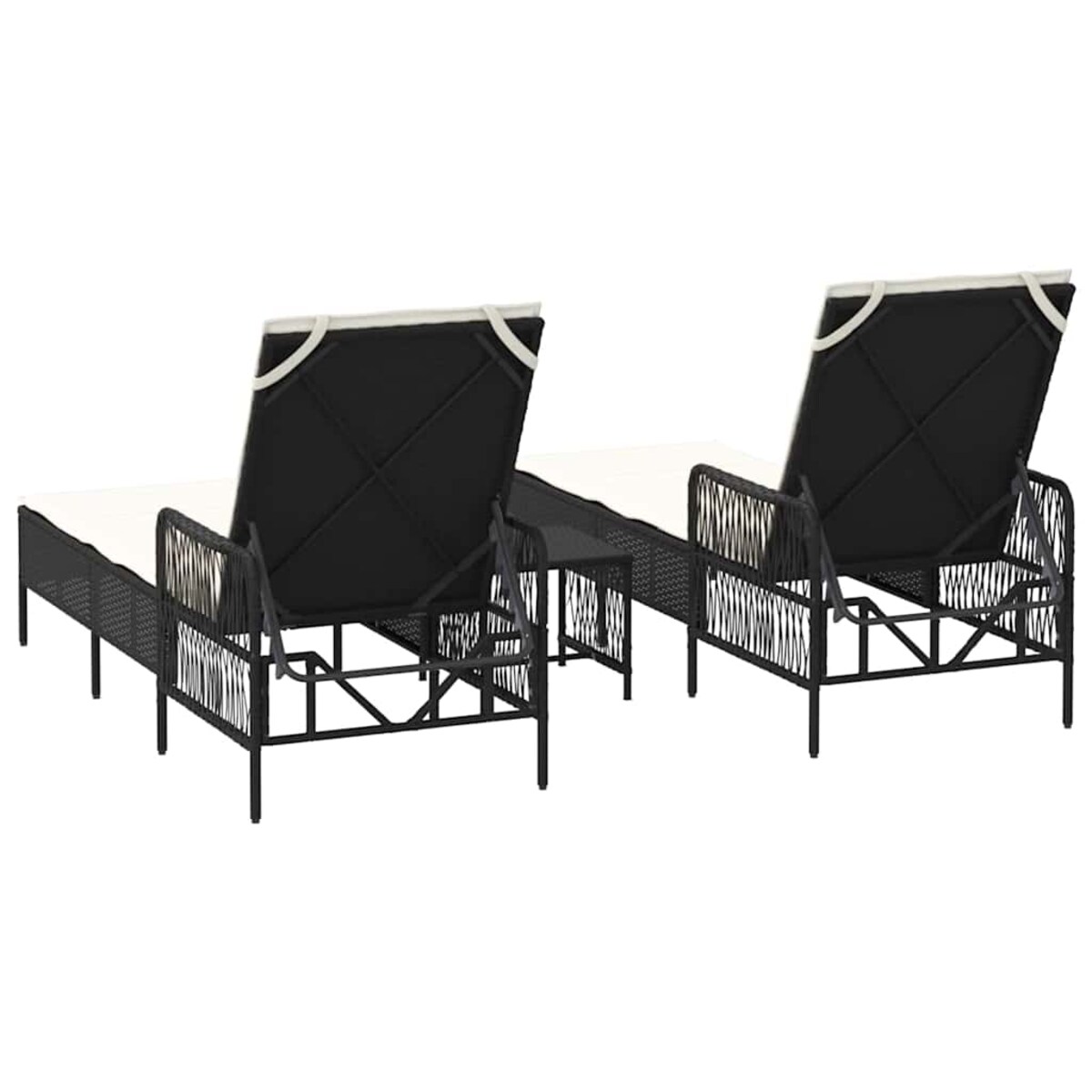 vidaXL Leżak z poduszką 2-osoba 2 pcs Czarny 35 x 35 x 32cm polirattan