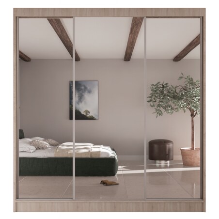 Szafa przesuwna Homla V200 z lustrem do sypialni -dąb sonoma