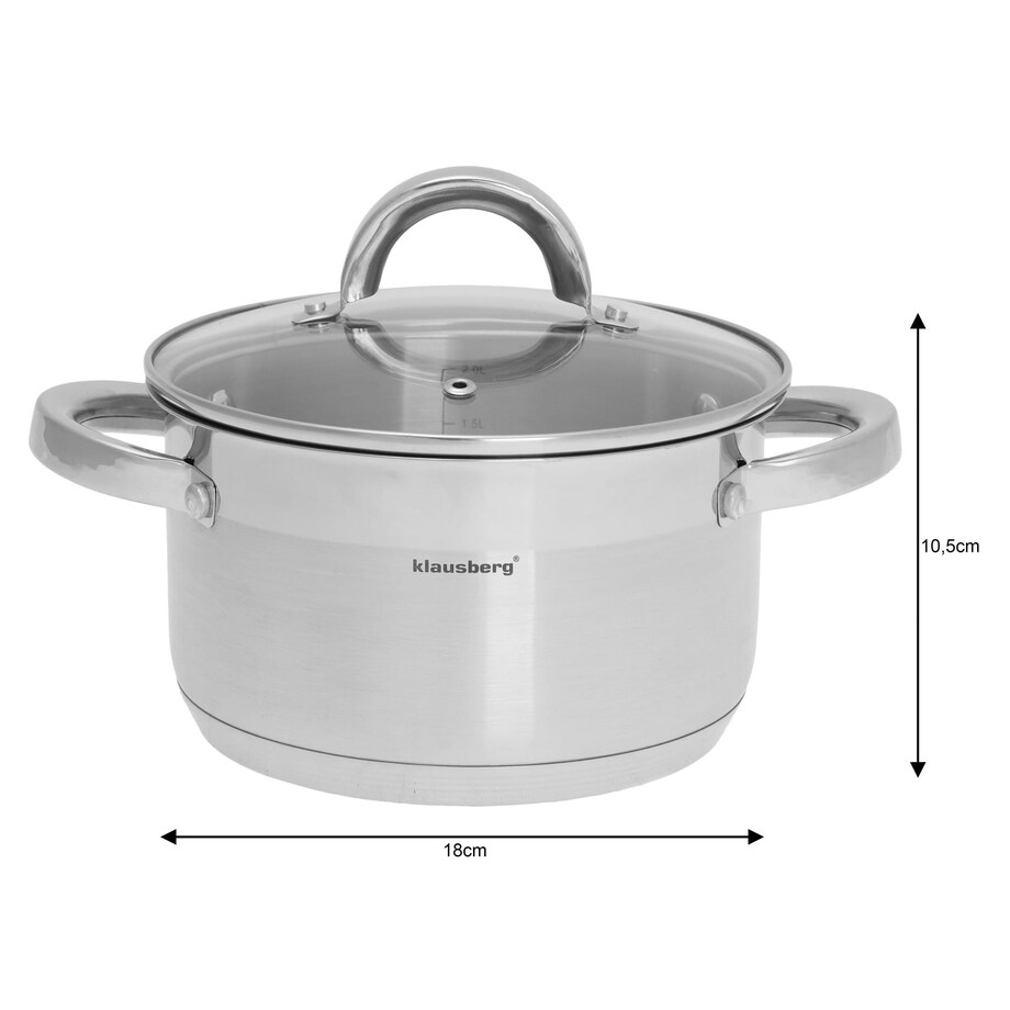 Garnek stalowy z pokrywką indukcja gaz 2.6L 18cm KLAUSBERG