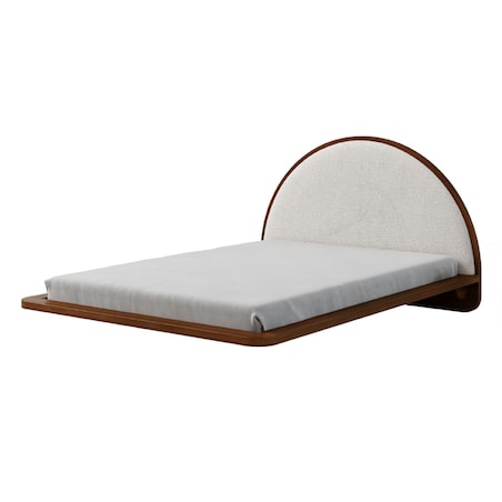 Łóżko lewitujące drewniane bukowe Visby MOMOKO / 160x200 cm, kolor orzech