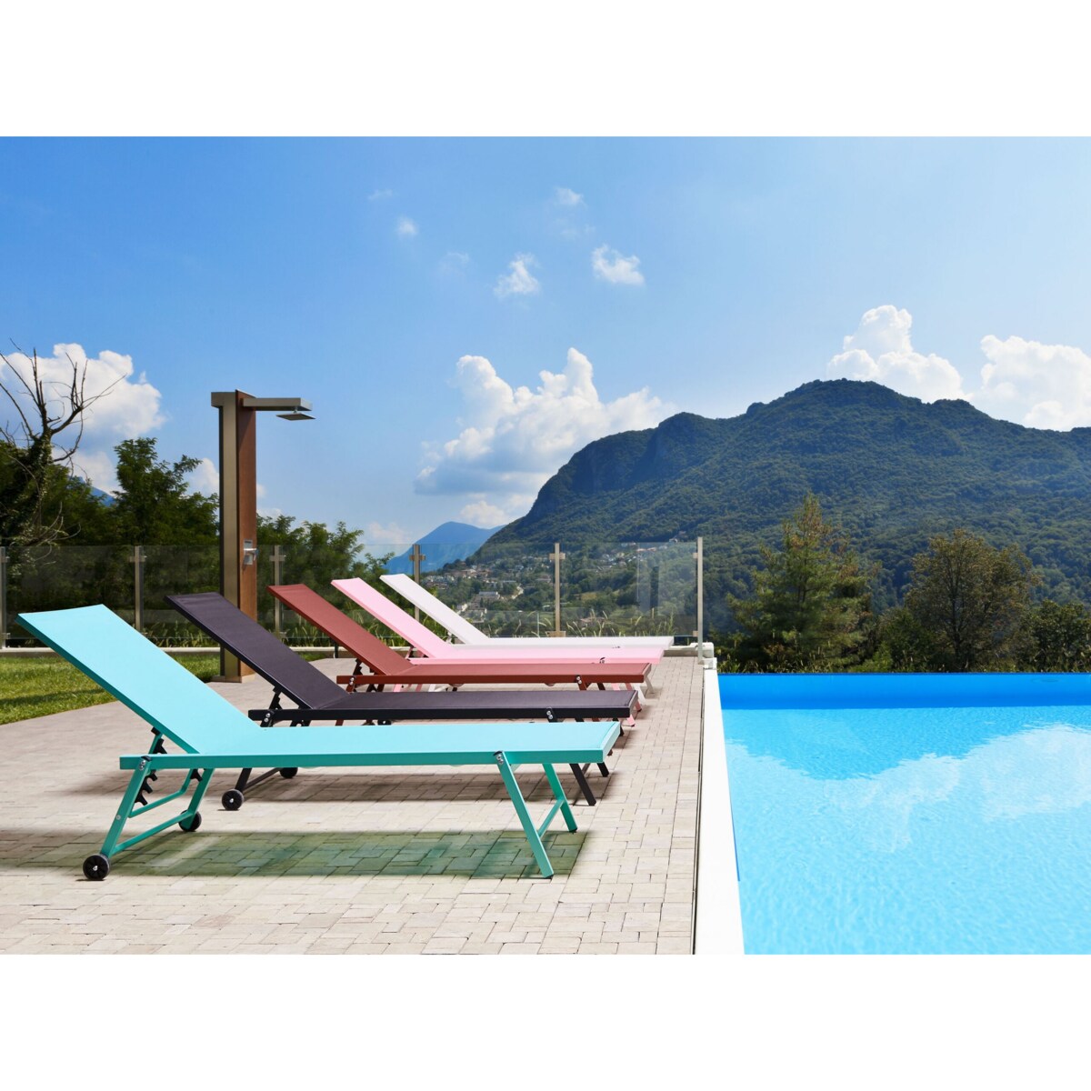 Leżak ogrodowy burgundowy PORTOFINO