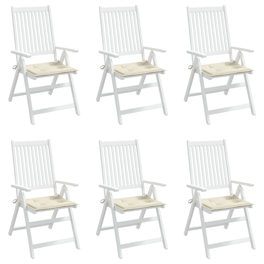 vidaXL Poduszki na krzesła ogrodowe, 6 szt., kremowe, 40x40x4 cm