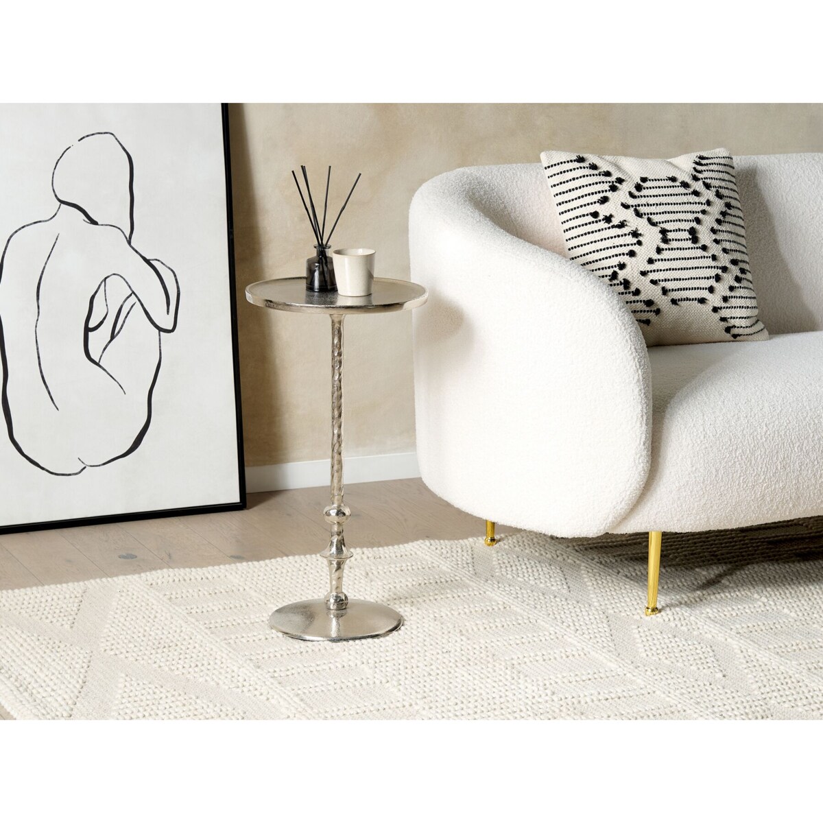 Stolik pomocniczy metalowy srebrny MEDA