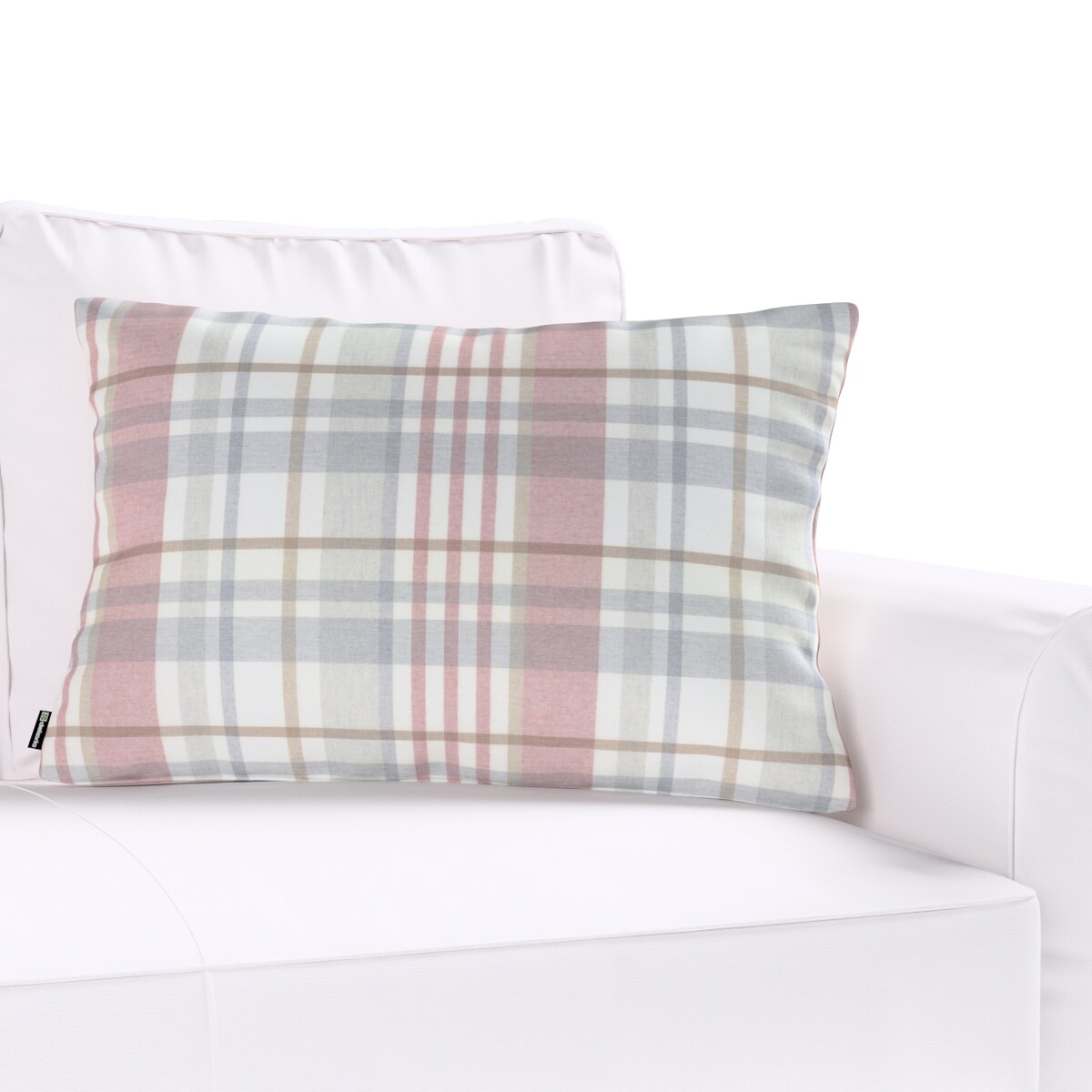 Poszewka Kinga na poduszkę prostokątną 47x28 kratka czerwono-szary melanż