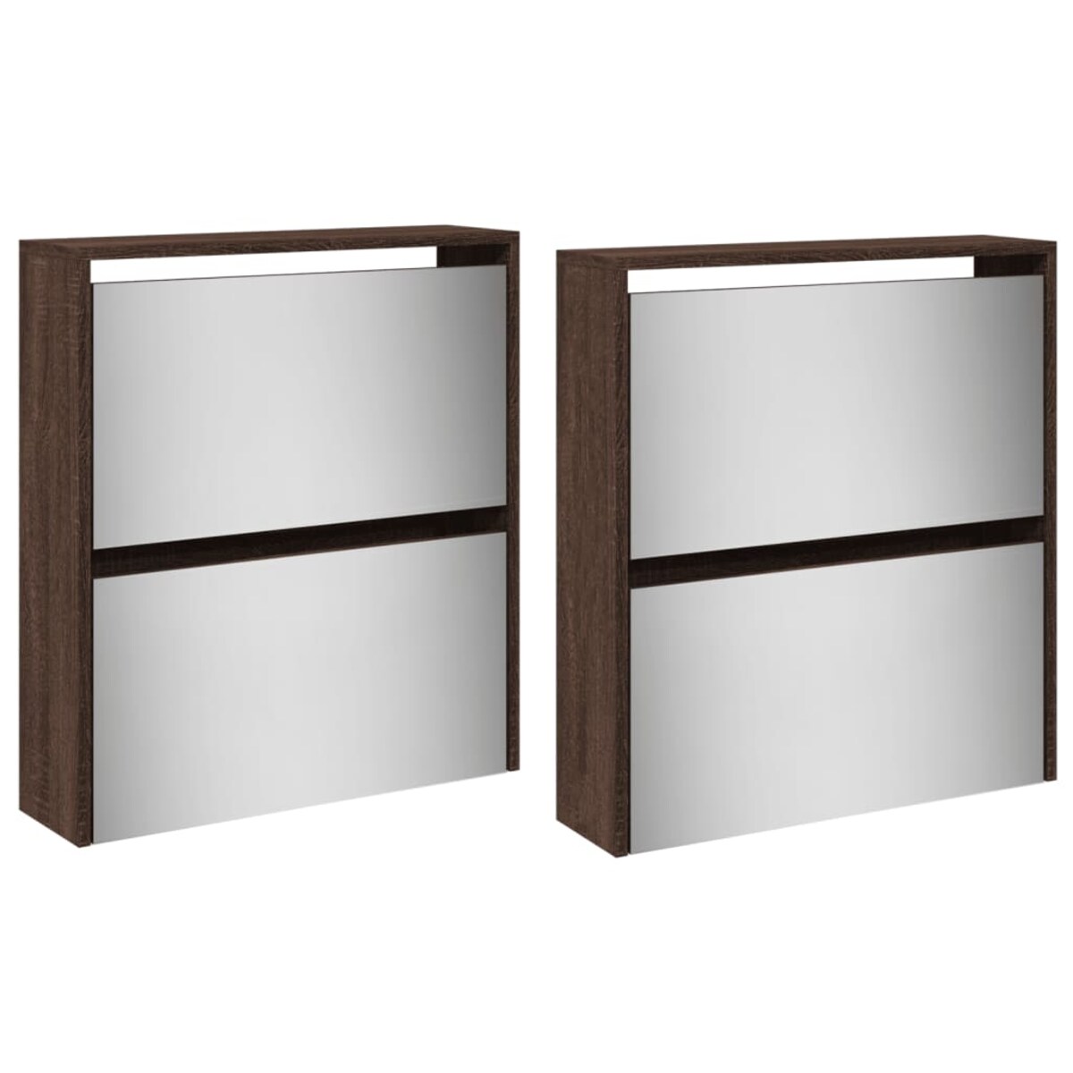 vidaXL Szafka na buty z lustrem, 4-poziomy, brązowy dąb, 63x17x134 cm