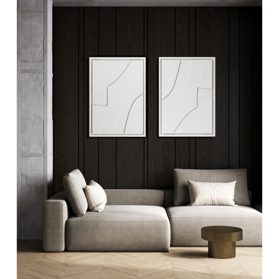 Obraz 3D 35x50cm Abstract II – Dekoracja Ścienna z Tynku Naturalnego, Bianco Minimalistyczny Relief