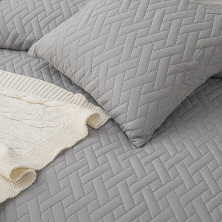 Szara Narzuta Pikowana na Łóżko 240 x 260 Dash