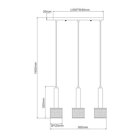 Lampa wisząca Light Prestige Amo czarny 3 x E27 1 szt.