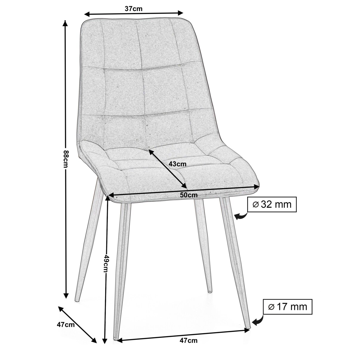 Krzesło tapicerowane welurowe CHIC velvet granatowy do salonu jadalni