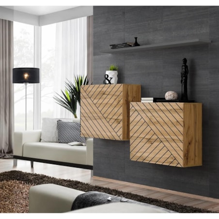 Meblościanka SWITCH LAMEL SB1 dąb wotan/szara