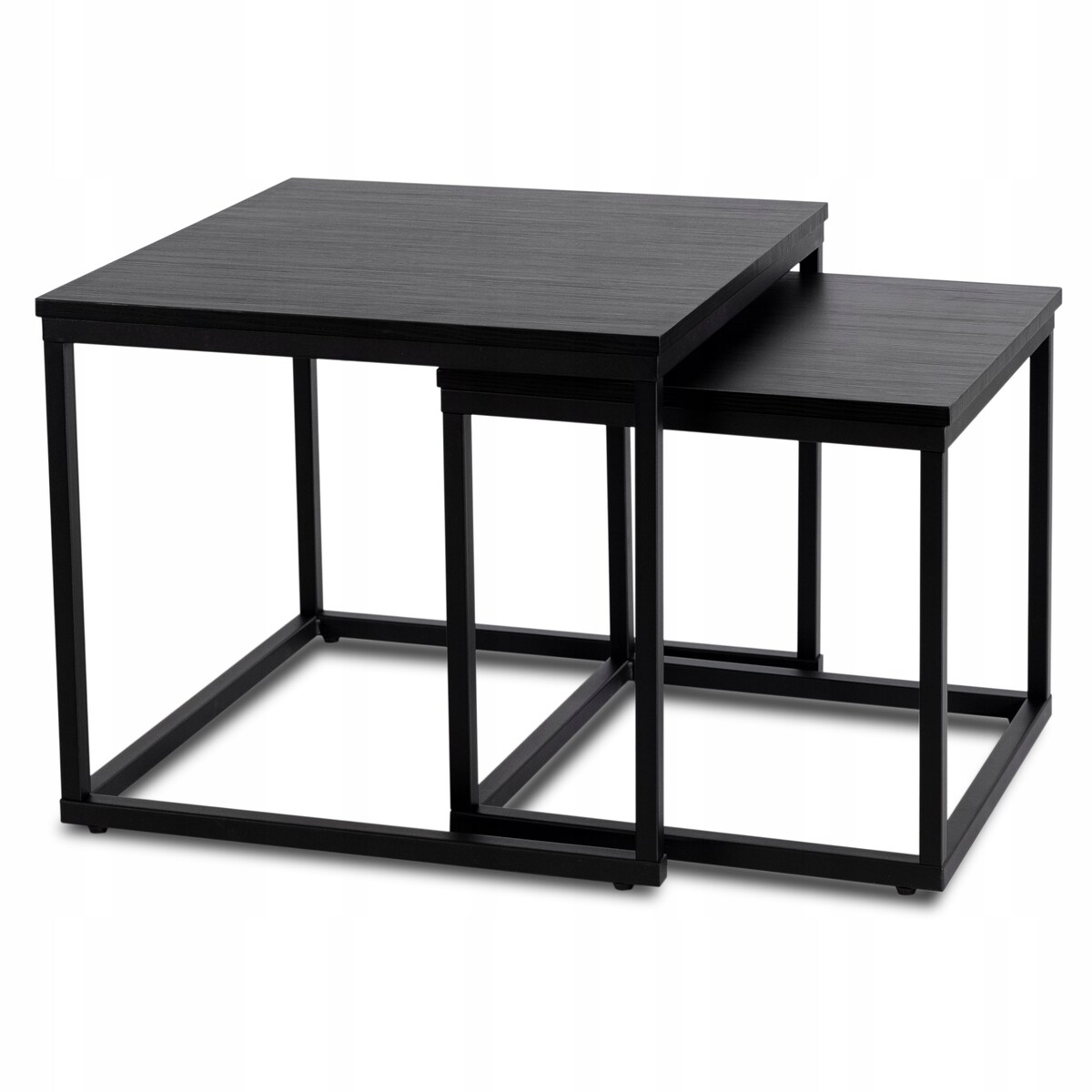 Stolik Kawowy Czarny Kwadratowy 2w1 Ława Loft Czarna Industrialna TEVET