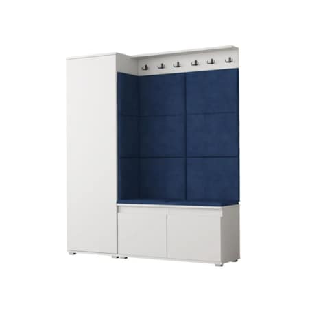 Garderoba z siedziskiem SINGAPUR 154 do przedpokoju biała/granatowa