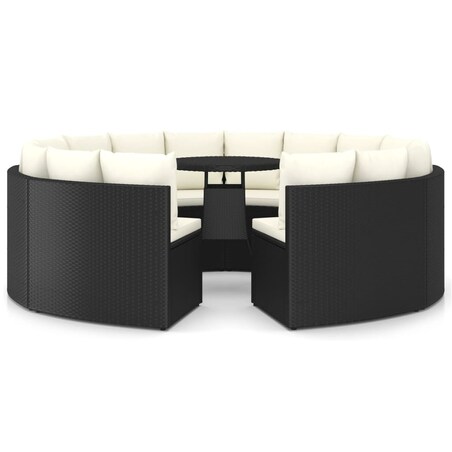 vidaXL 9-częściowa sofa ogrodowa z poduszkami, rattan PE, czarna