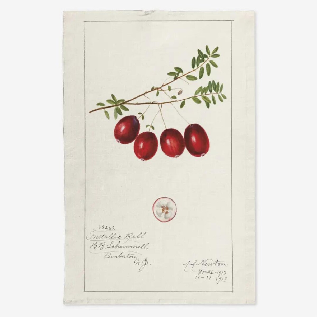 Lniany ręcznik kuchenny - żurawina