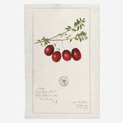 Lniany ręcznik kuchenny - żurawina