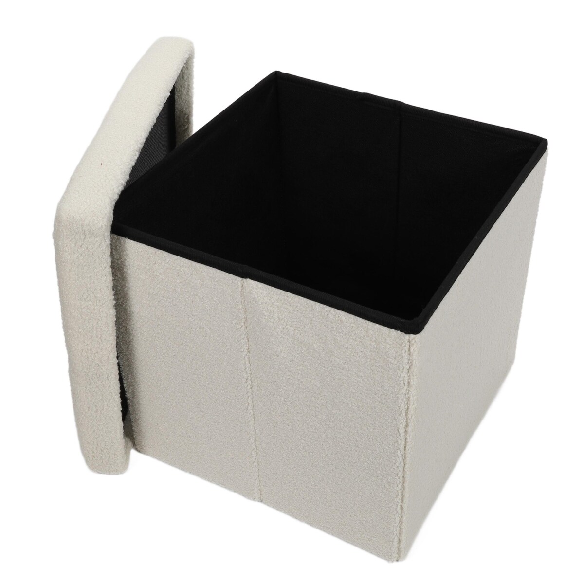 Pufa ze schowkiem boucle BINI, 38 x 38 x 38 cm